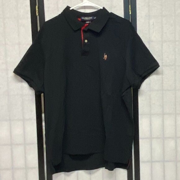 U.S. Polo Assn. Other - US Polo Assn Rib Collar 2 Button Luxury Feel Knit Polo Black 2XL Short Sleeve
